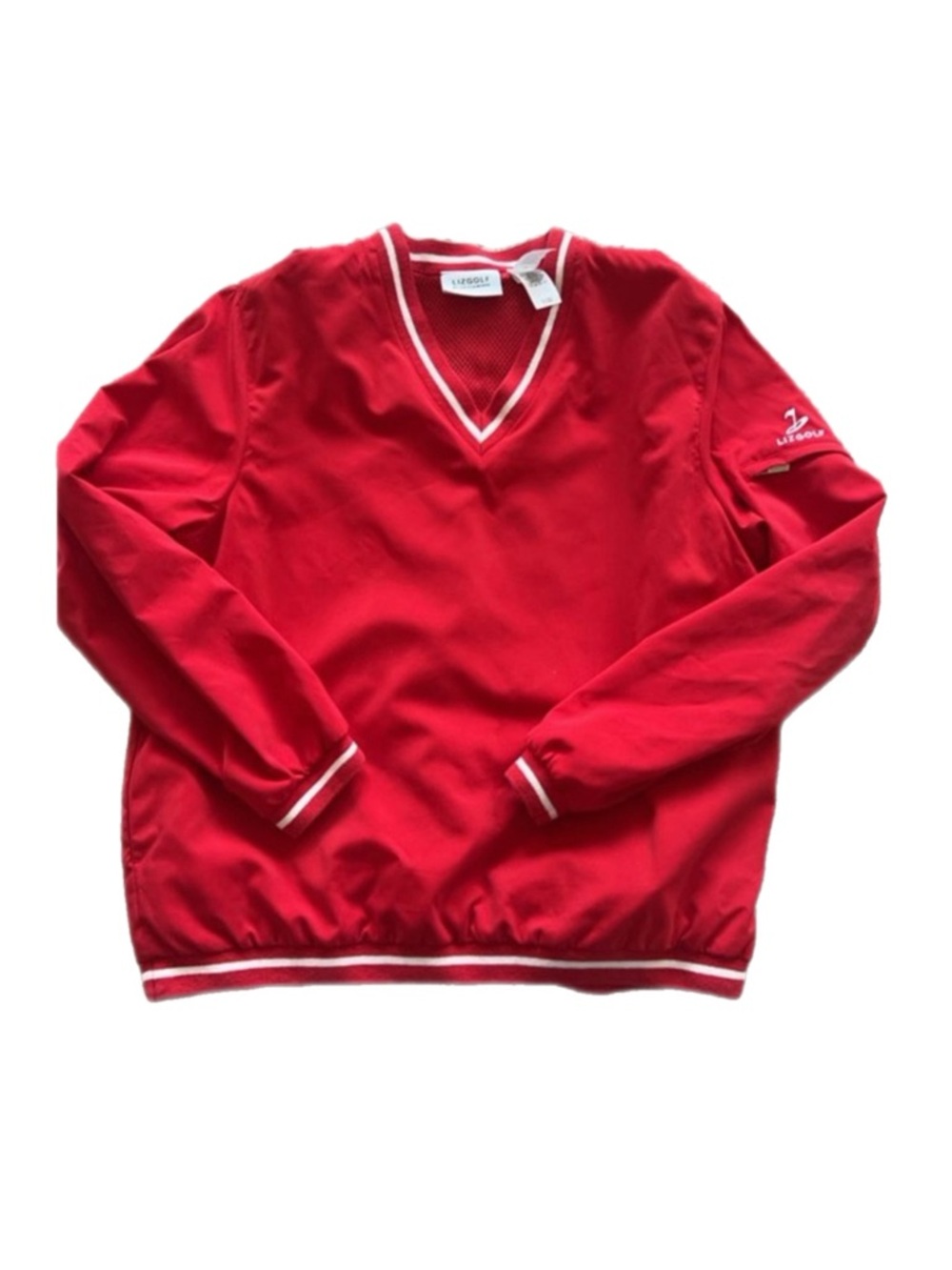 Liz Claiborne (LizGolf) Red V-Neck Pullover with White Trim